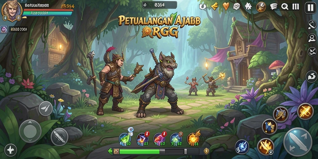 Tampilan gameplay RPG yang mendebarkan dan karakter yang menawan.