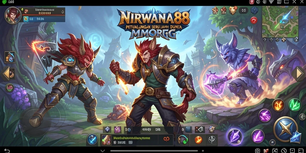 Screenshot NIRWANA88 menampilkan pertempuran seru dalam dunia MMORPG.