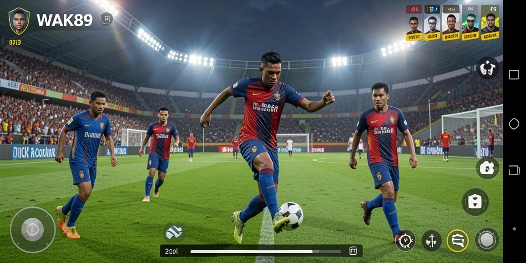 Tampilan gameplay <strong>WAK89</strong> dengan aksi sepak bola seru dan visual menawan.